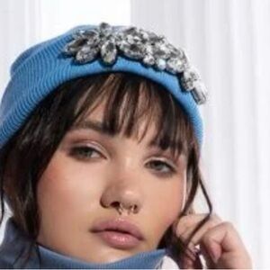 AKIRA Blue Crystal Embellished Hat